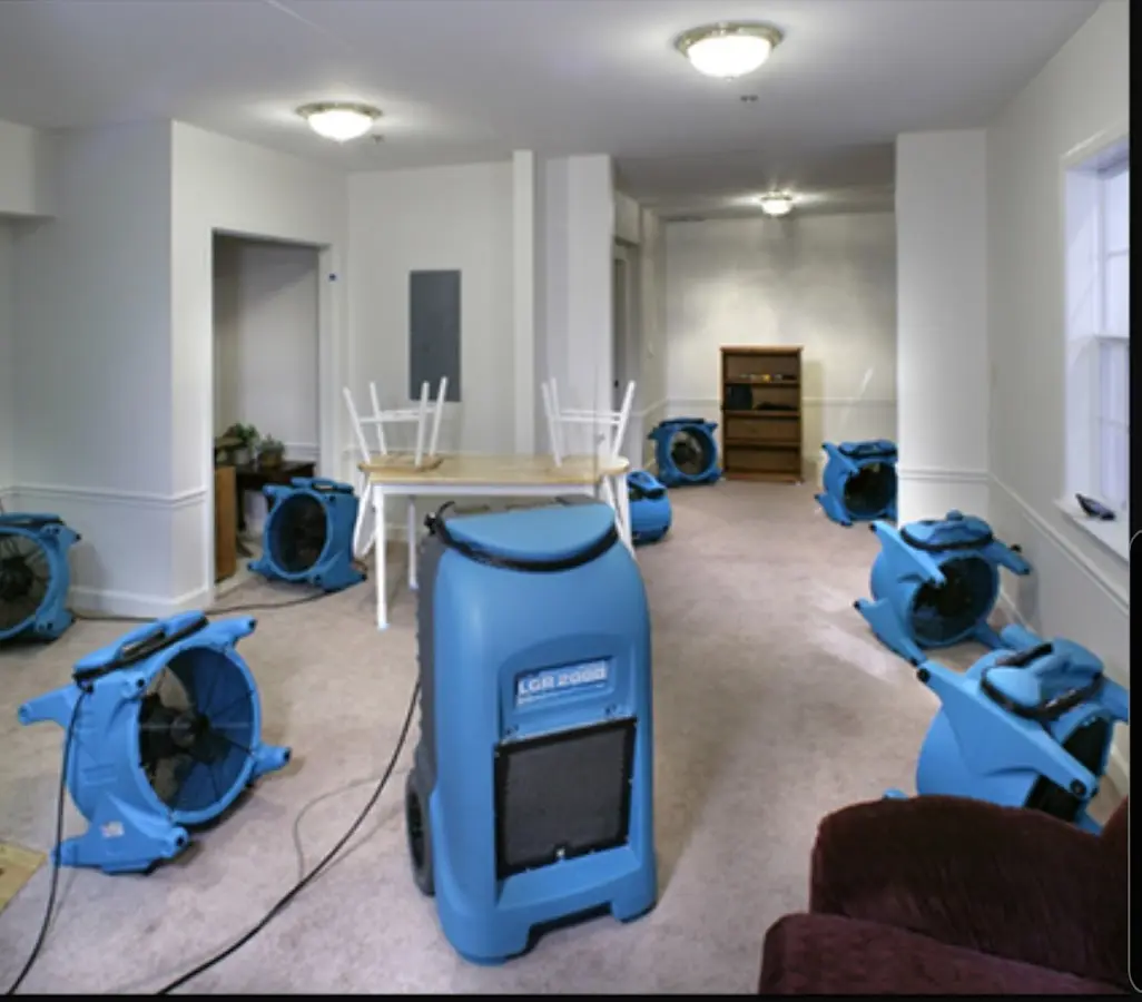 Air movers and dehumidifier setup for Water Damage Restoration in Choctaw